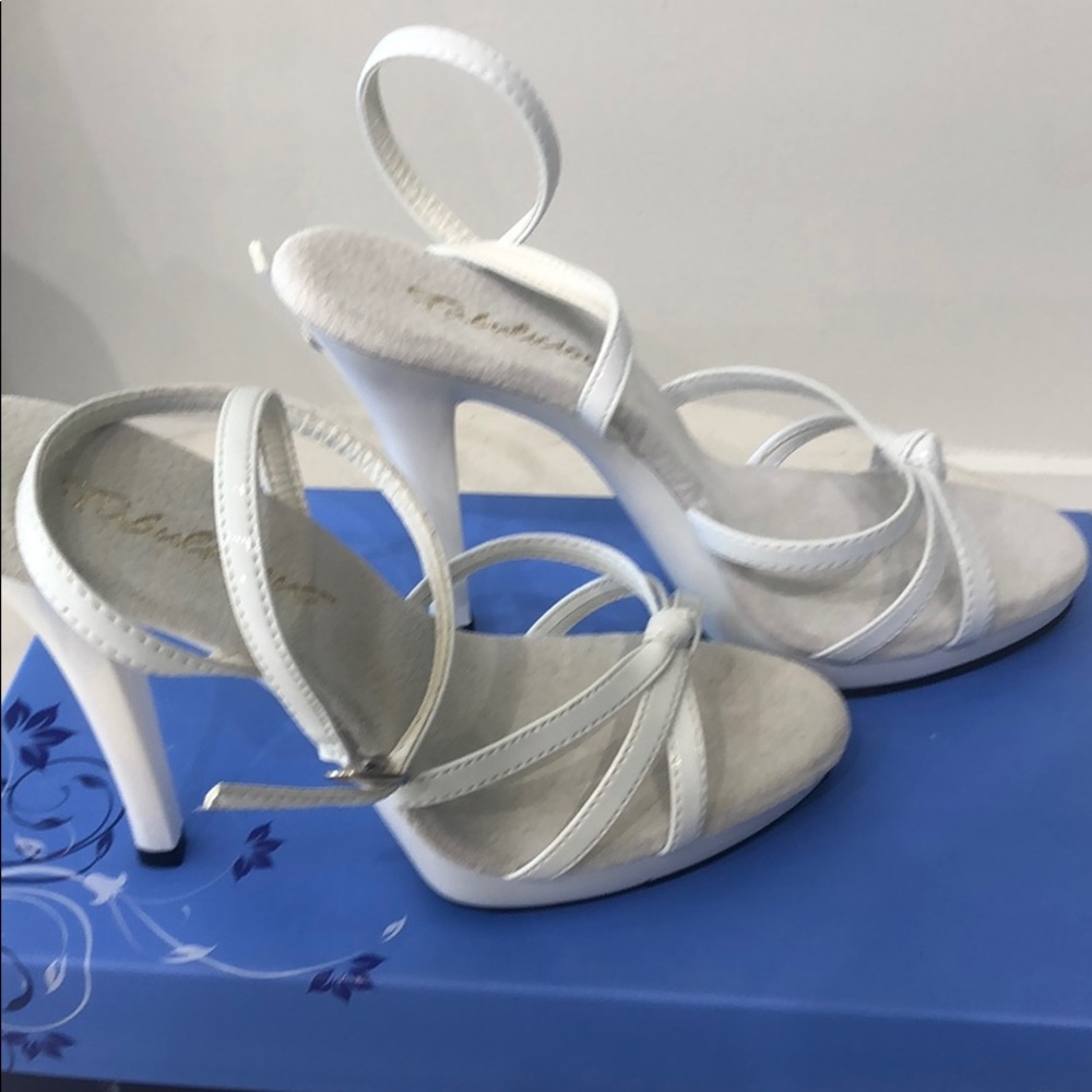 White Strappy Heels prom pageant bridal